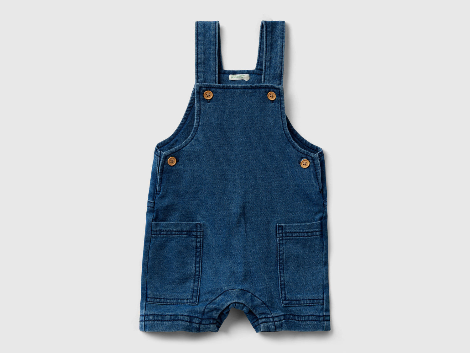 Salopette corta effetto denim da neonato blu | Benetton Outlet