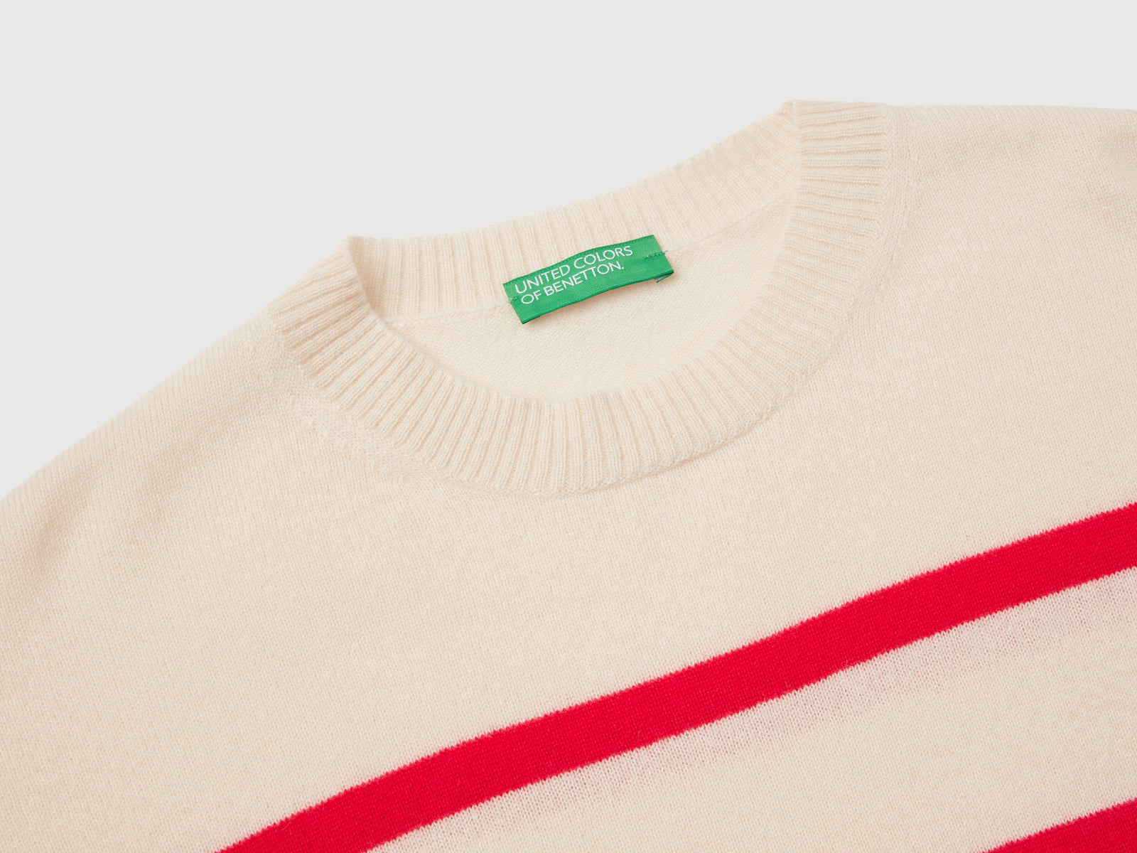 Maglia con righe in puro cashmere da donna bianco panna 3 | Benetton Outlet