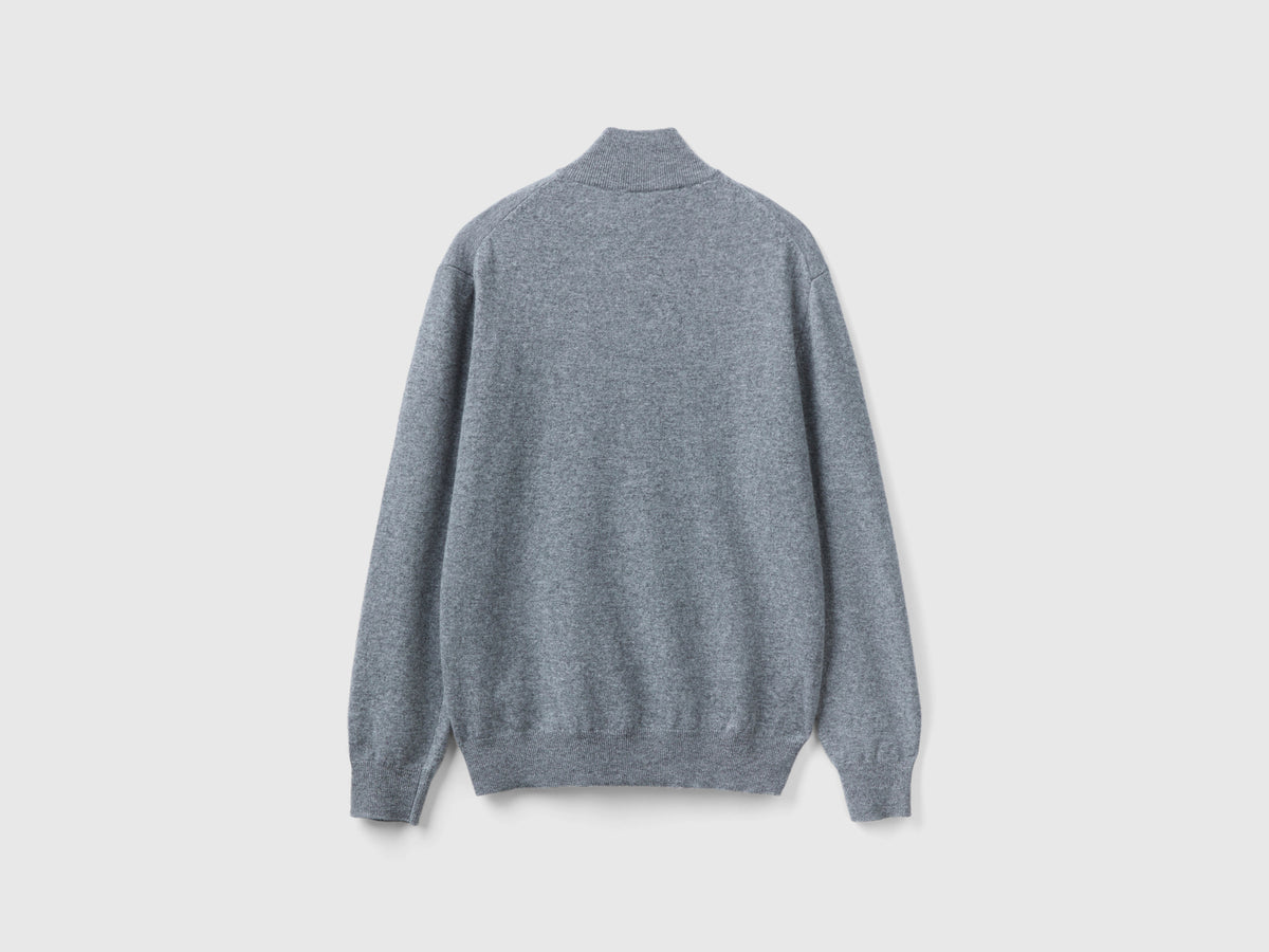 Maglia zippata in 100% lana Merino