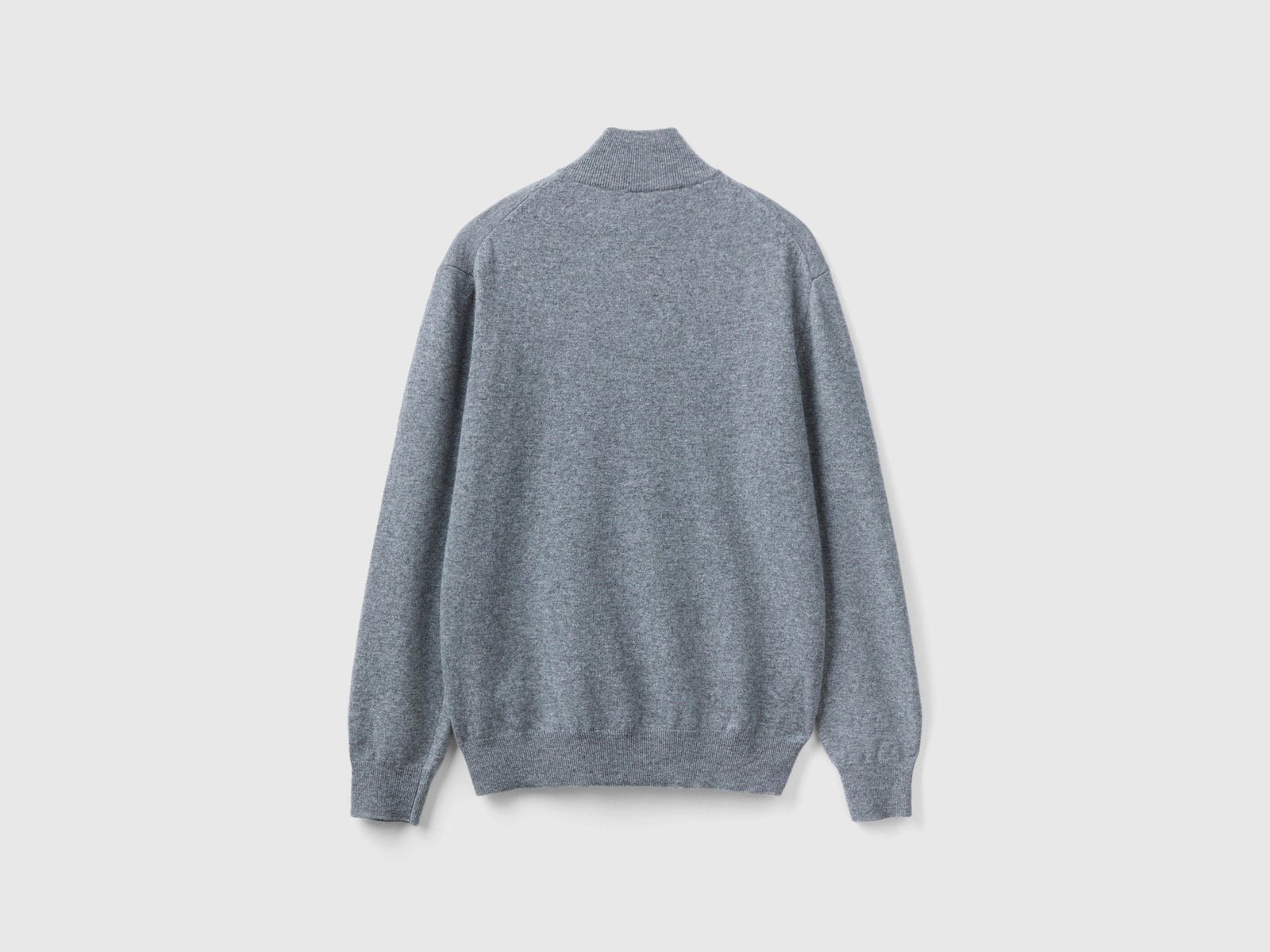 Maglia zippata in 100% lana Merino da uomo grigio scuro 2 | Benetton Outlet