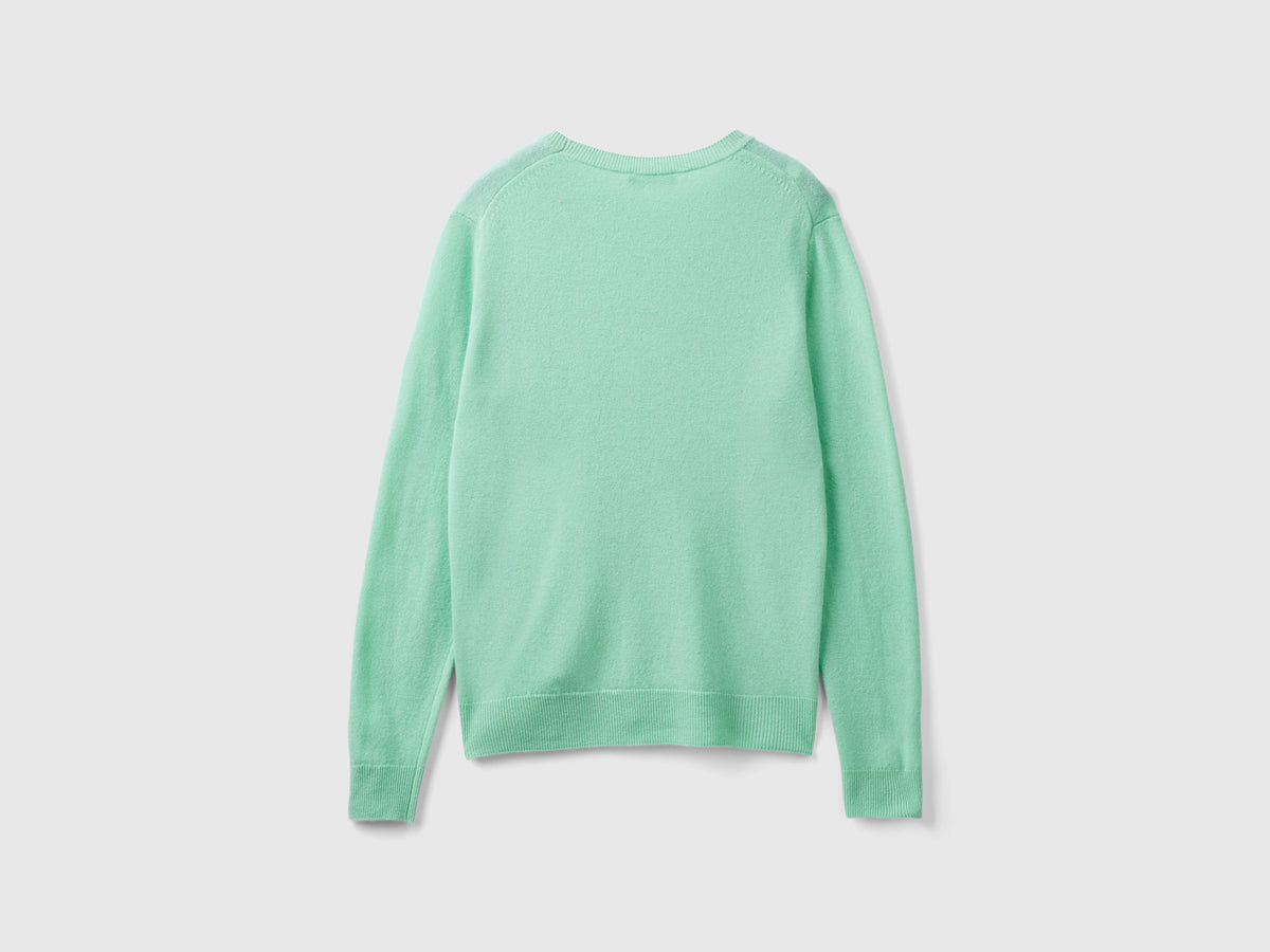 Maglia girocollo chiaro in pura lana Merino
