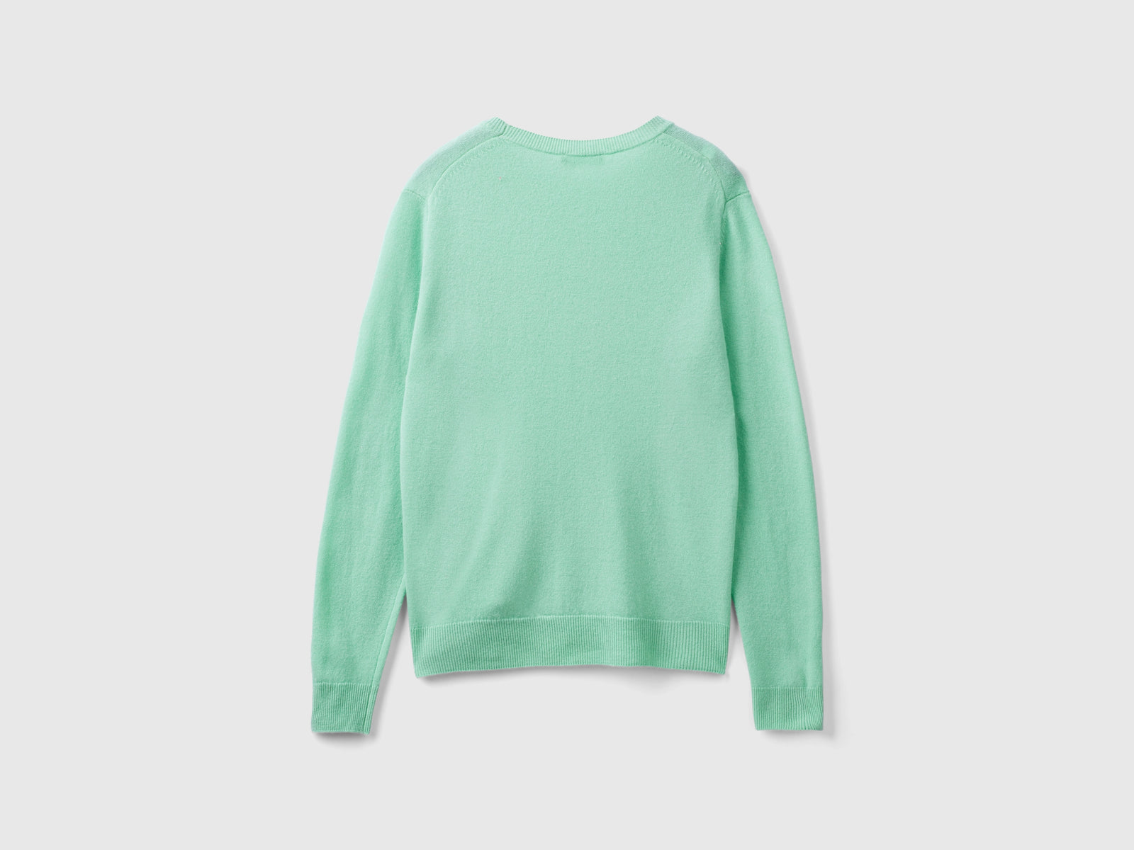 Maglia girocollo chiaro in pura lana Merino da donna verde acqua 2 | Benetton Outlet
