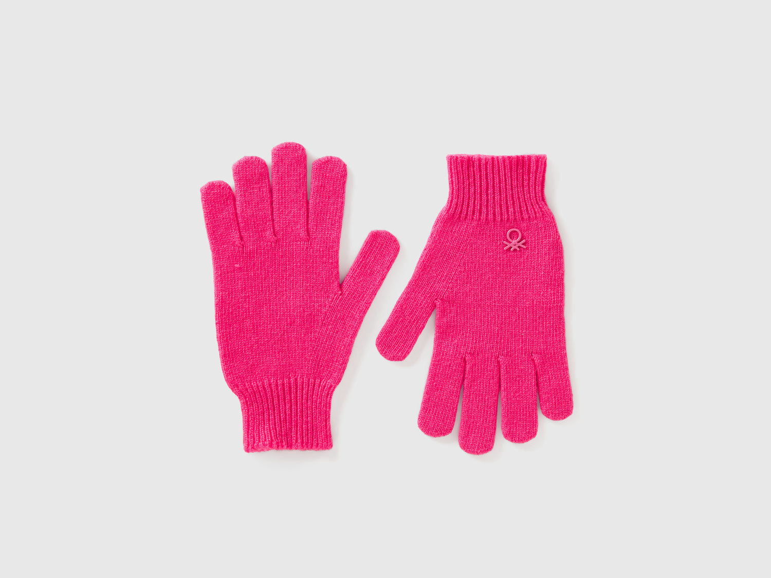 Guanti in maglia con logo da bambino fucsia | Benetton Outlet