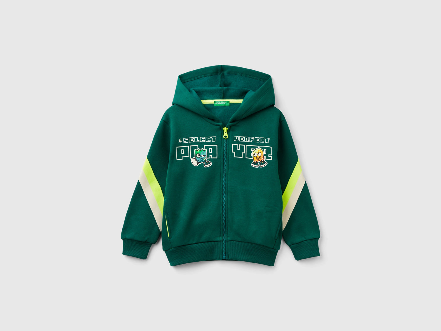 Felpa gamer con cappuccio da bimbo verde scuro | Benetton Outlet
