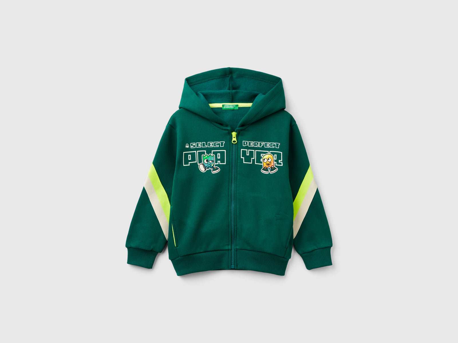 Felpa gamer con cappuccio da bimbo verde scuro | Benetton Outlet