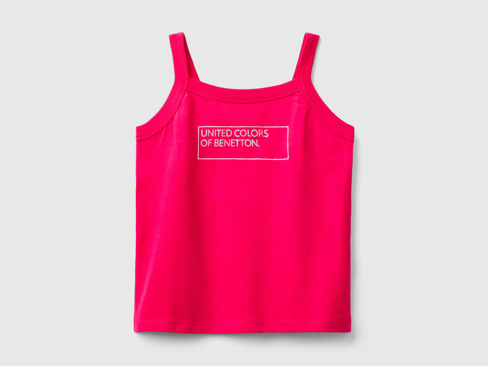 Canotta con stampa logo glitter da bambina fucsia | Benetton Outlet