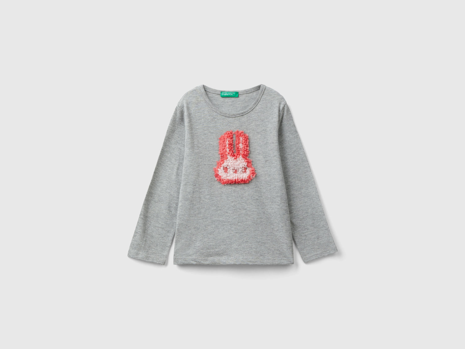 T-shirt con applicazione effetto petali da bimba grigio chiaro | Benetton Outlet