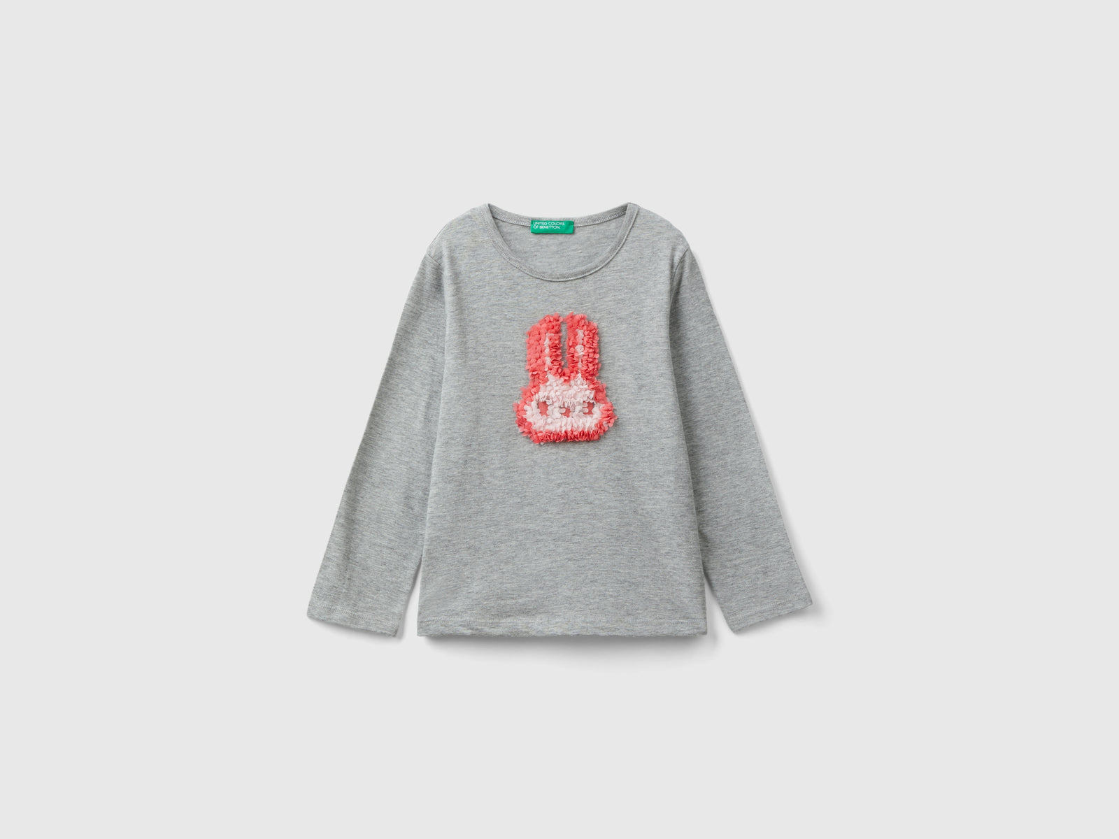 T-shirt con applicazione effetto petali da bimba grigio chiaro | Benetton Outlet