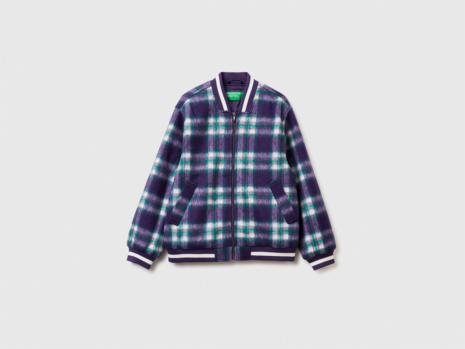 Bomber a quadri da donna blu | Benetton Outlet