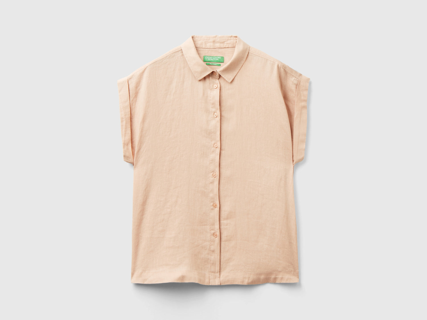 Camicia boxy fit in puro lino da donna rosa tenue | Benetton Outlet