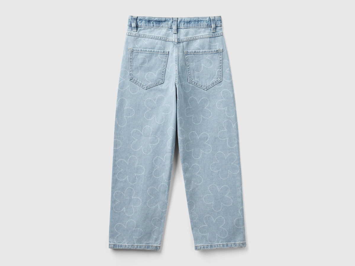 Jeans straight fit con fiori