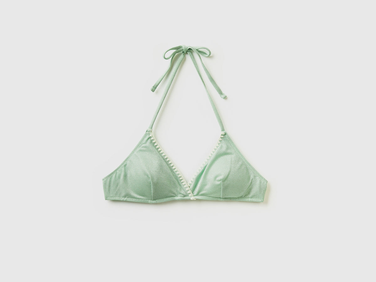 Reggiseno costume a triangolo in tessuto elasticizzato con lurex