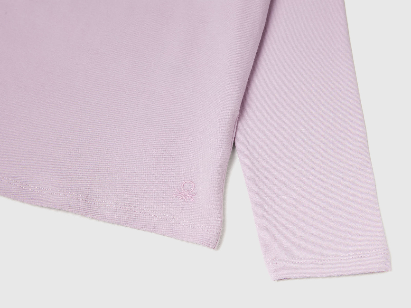 T-shirt lupetto in cotone stretch da bimba lavanda 3 | Benetton Outlet
