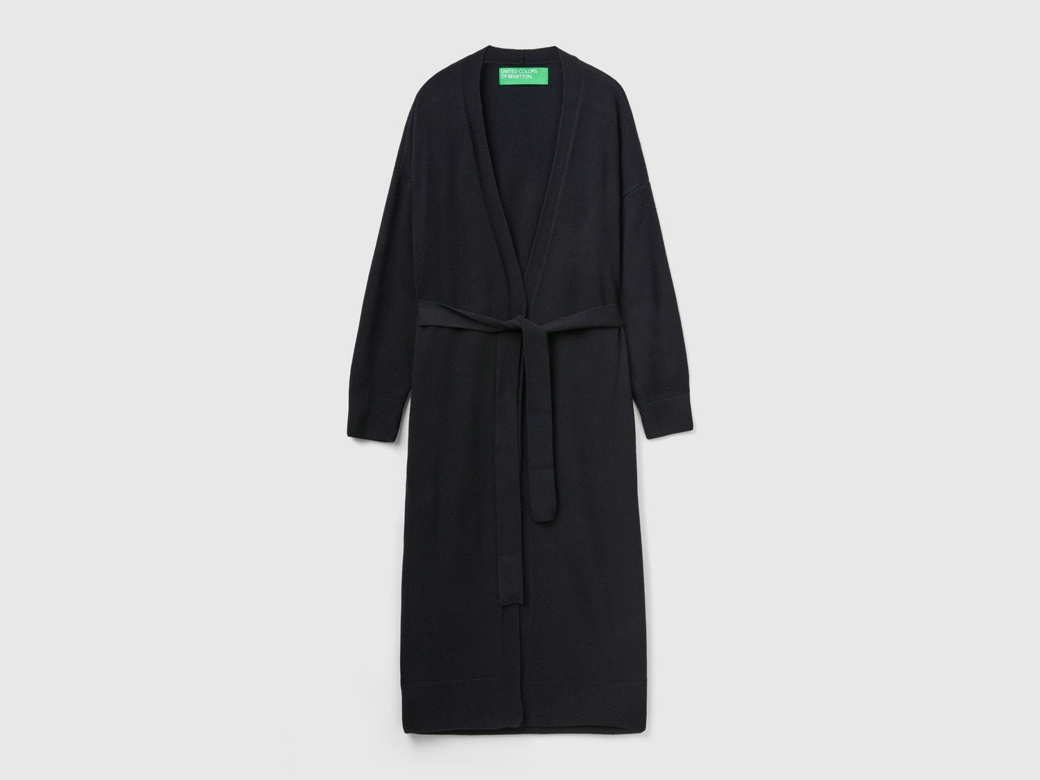 Cardigan midi con cintura da donna nero | Benetton Outlet