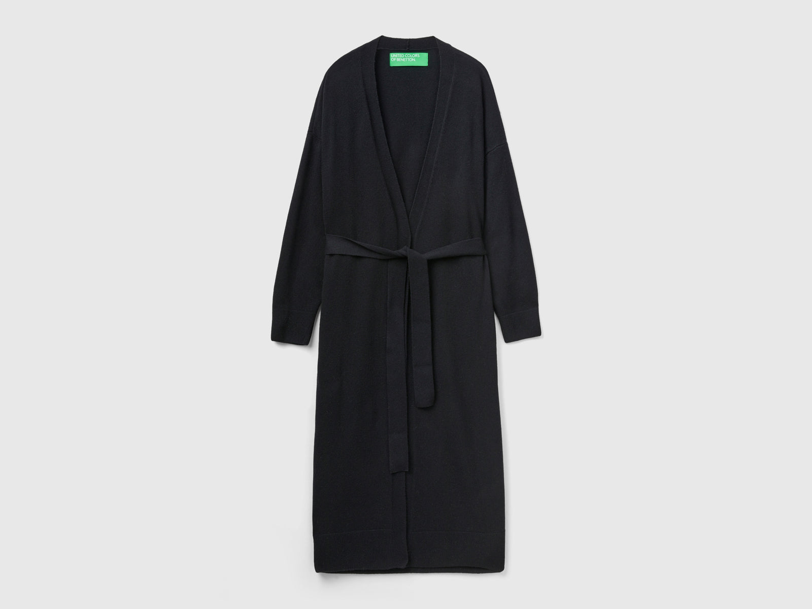 Cardigan midi con cintura da donna nero | Benetton Outlet