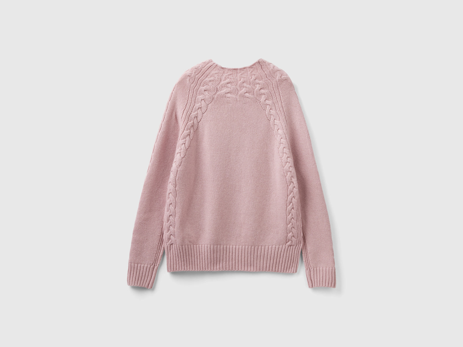 Maglione con trecce da donna rosa tenue 2 | Benetton Outlet