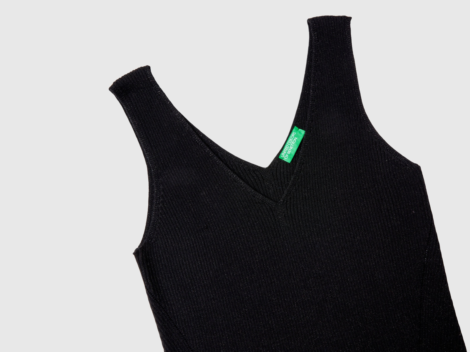 Canotta scollo a V con lurex da donna nero 3 | Benetton Outlet