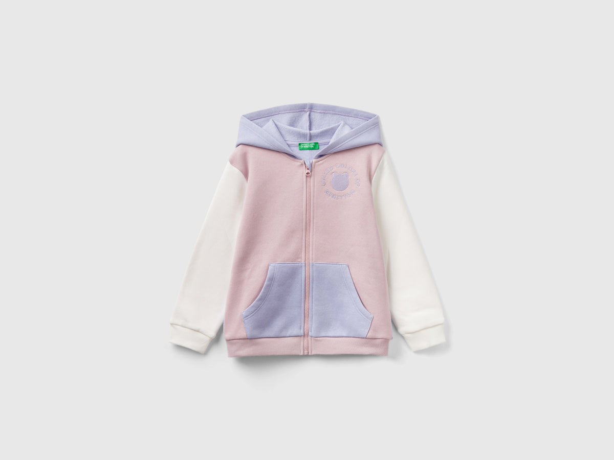 Felpa con zip in misto cotone