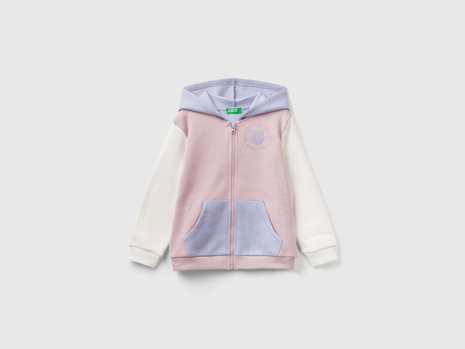 Felpa con zip in misto cotone da bimba multi-color | Benetton Outlet