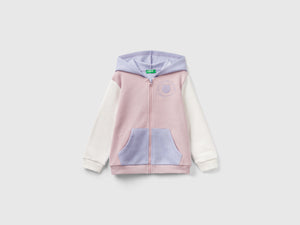 Felpa con zip in misto cotone