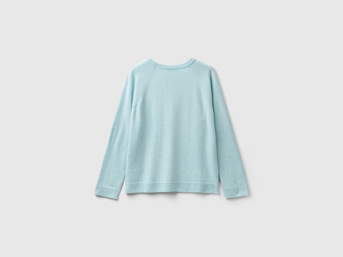 Maglia girocollo verde acqua chiaro in misto lana e cashmere