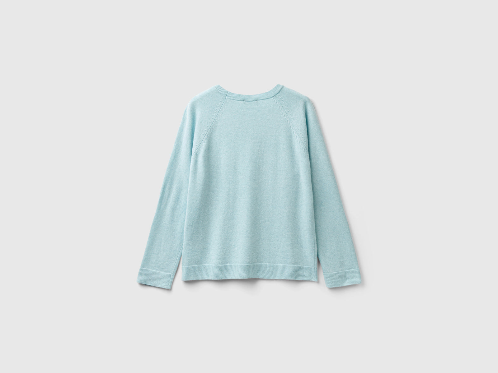 Maglia girocollo verde acqua chiaro in misto lana e cashmere da donna azzurro 2 | Benetton Outlet