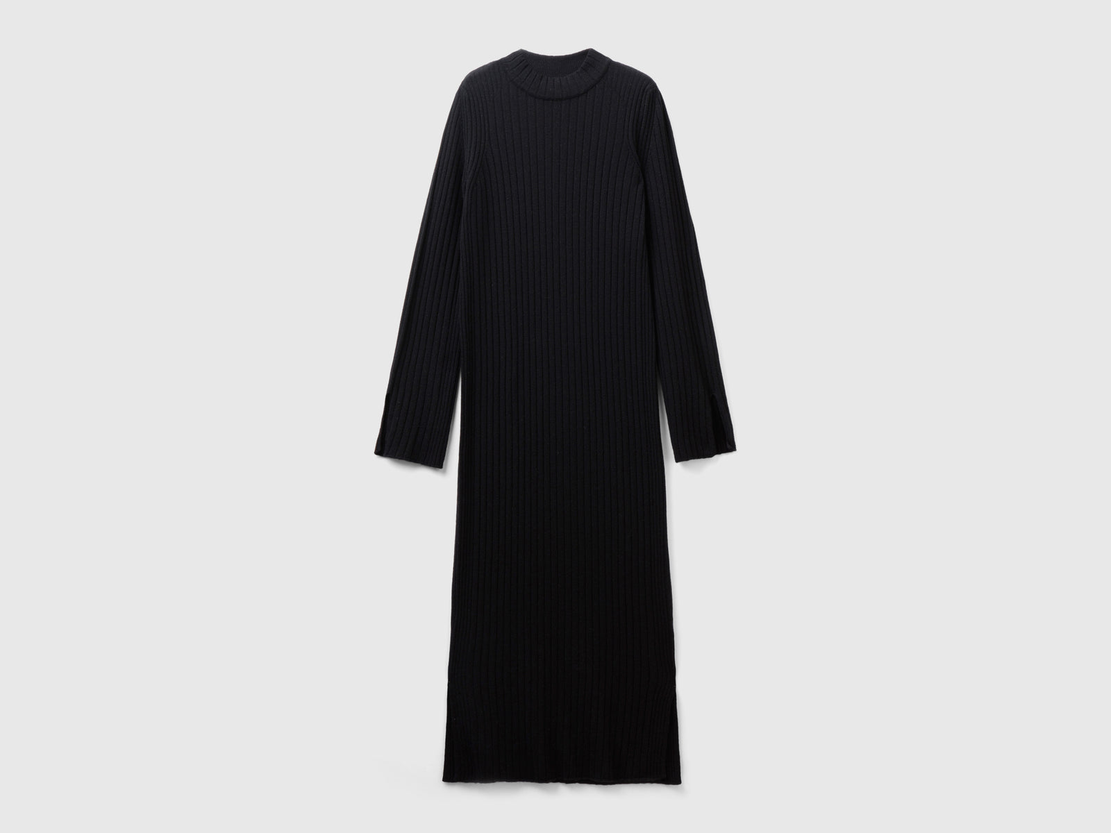 Vestito in maglia con spacchi da donna nero 2 | Benetton Outlet