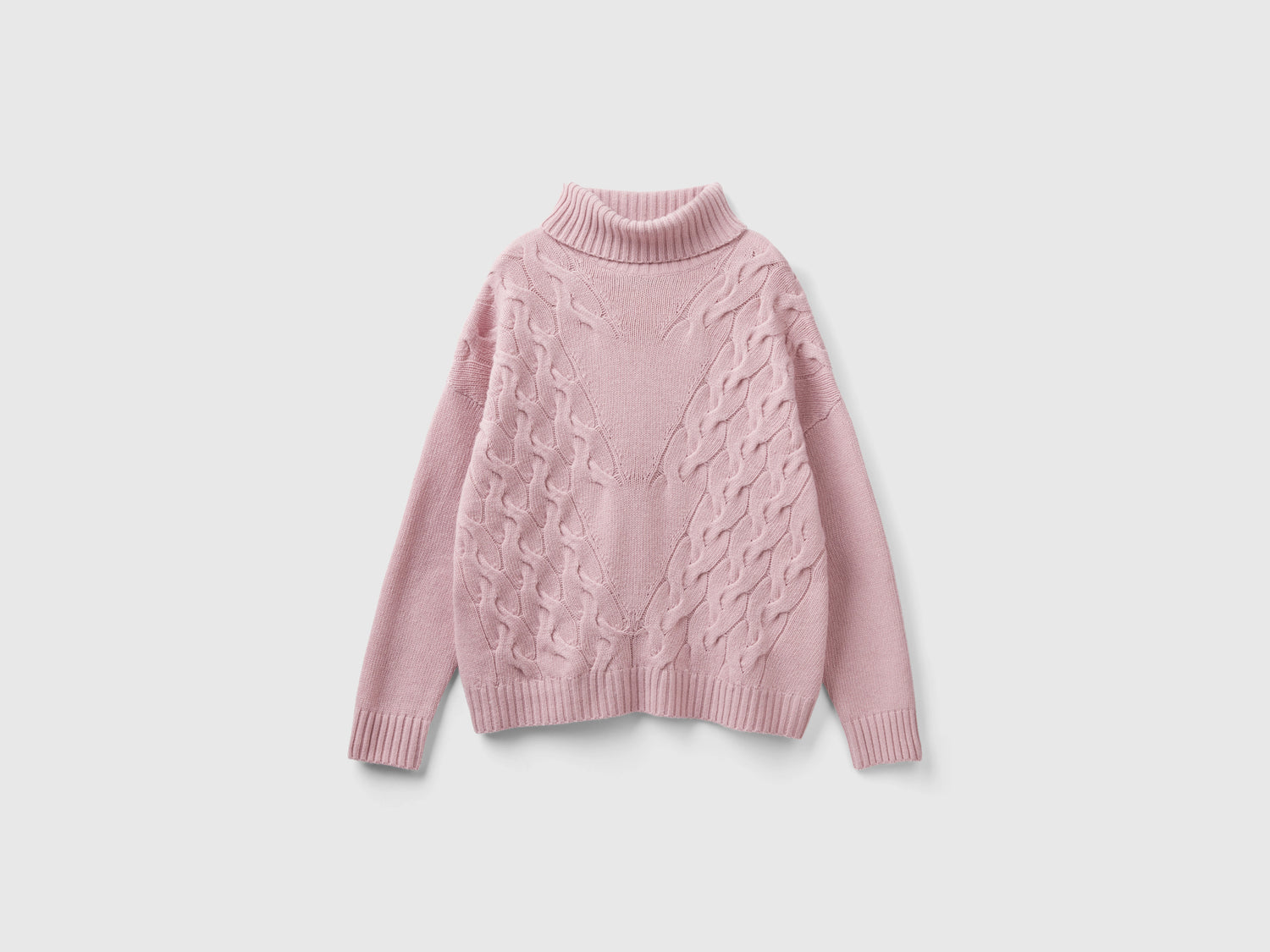 Dolcevita con trecce da donna rosa tenue | Benetton Outlet