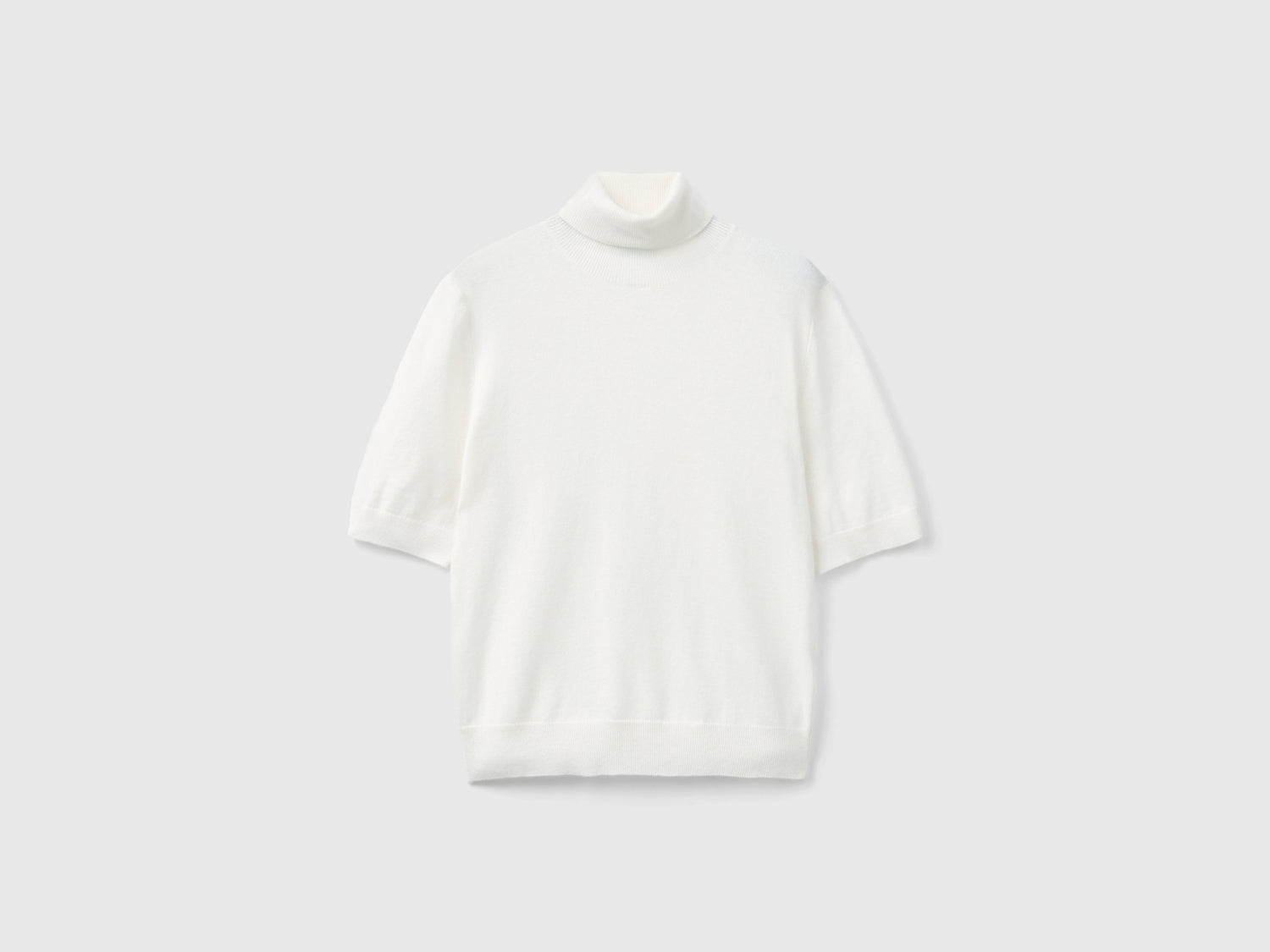 Dolcevita a manica corta in misto cashmere da donna bianco panna | Benetton Outlet