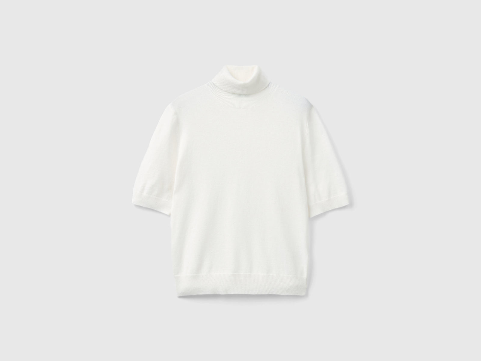 Dolcevita a manica corta in misto cashmere da donna bianco panna | Benetton Outlet