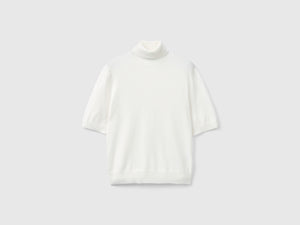 Dolcevita a manica corta in misto cashmere