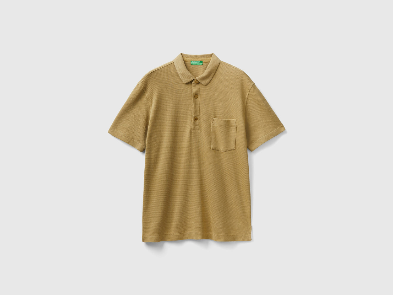Polo con taschino relaxed fit da uomo beige | Benetton Outlet