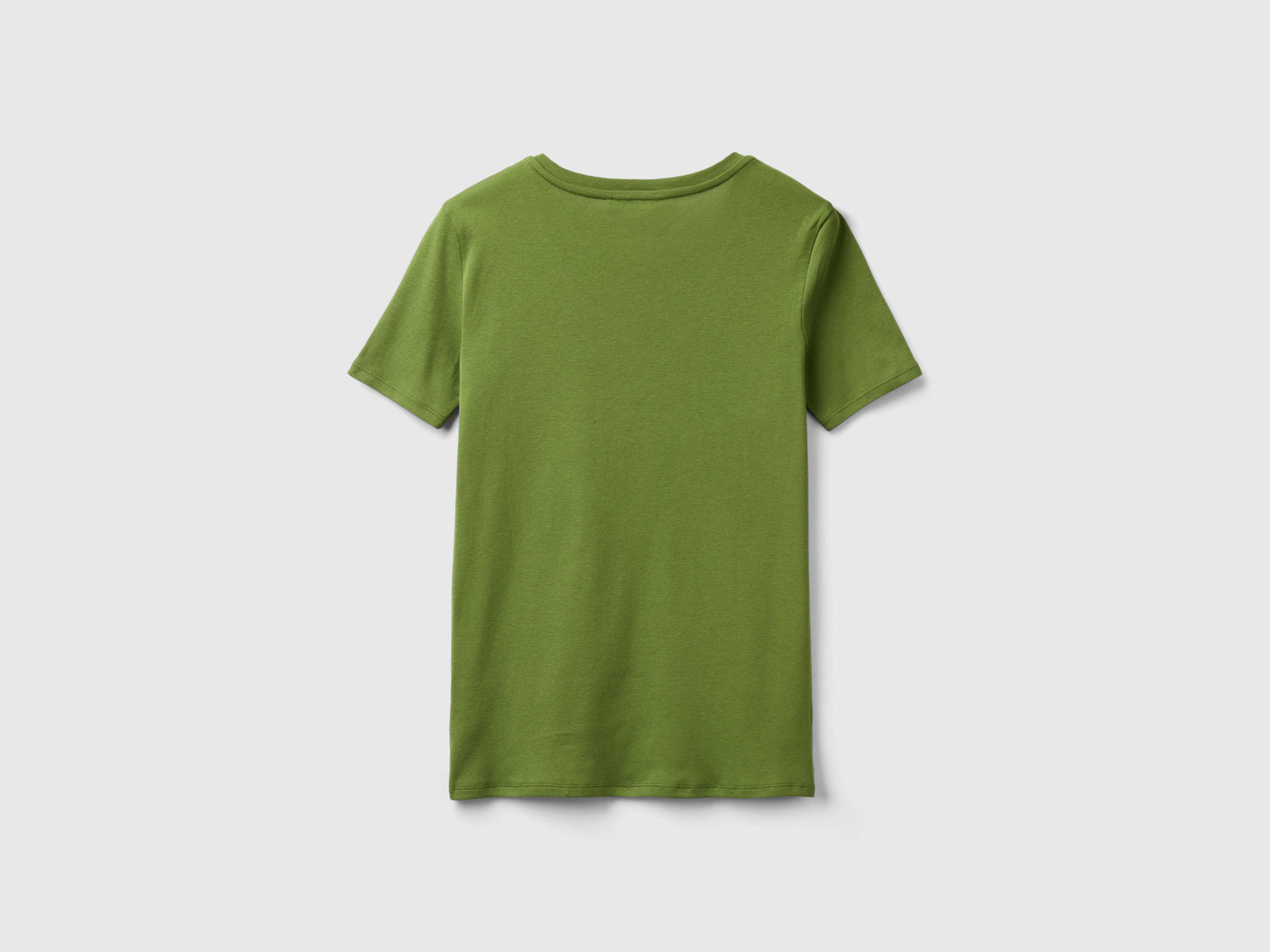 T-shirt in puro cotone con scollo a V da donna verde militare 2 | Benetton Outlet