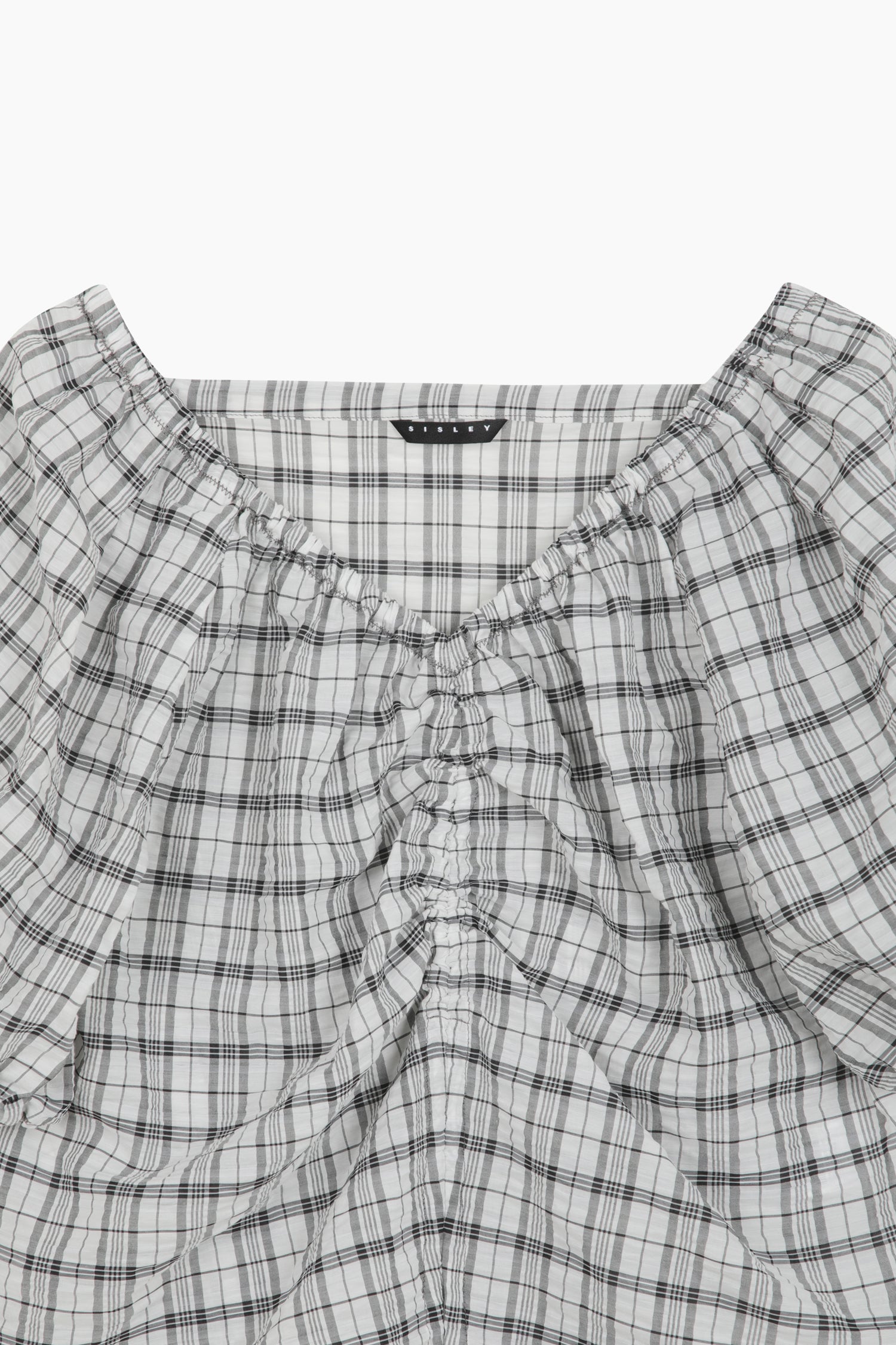 Blusa a quadri con arriccio da donna bianco 3 | Sisley Outlet