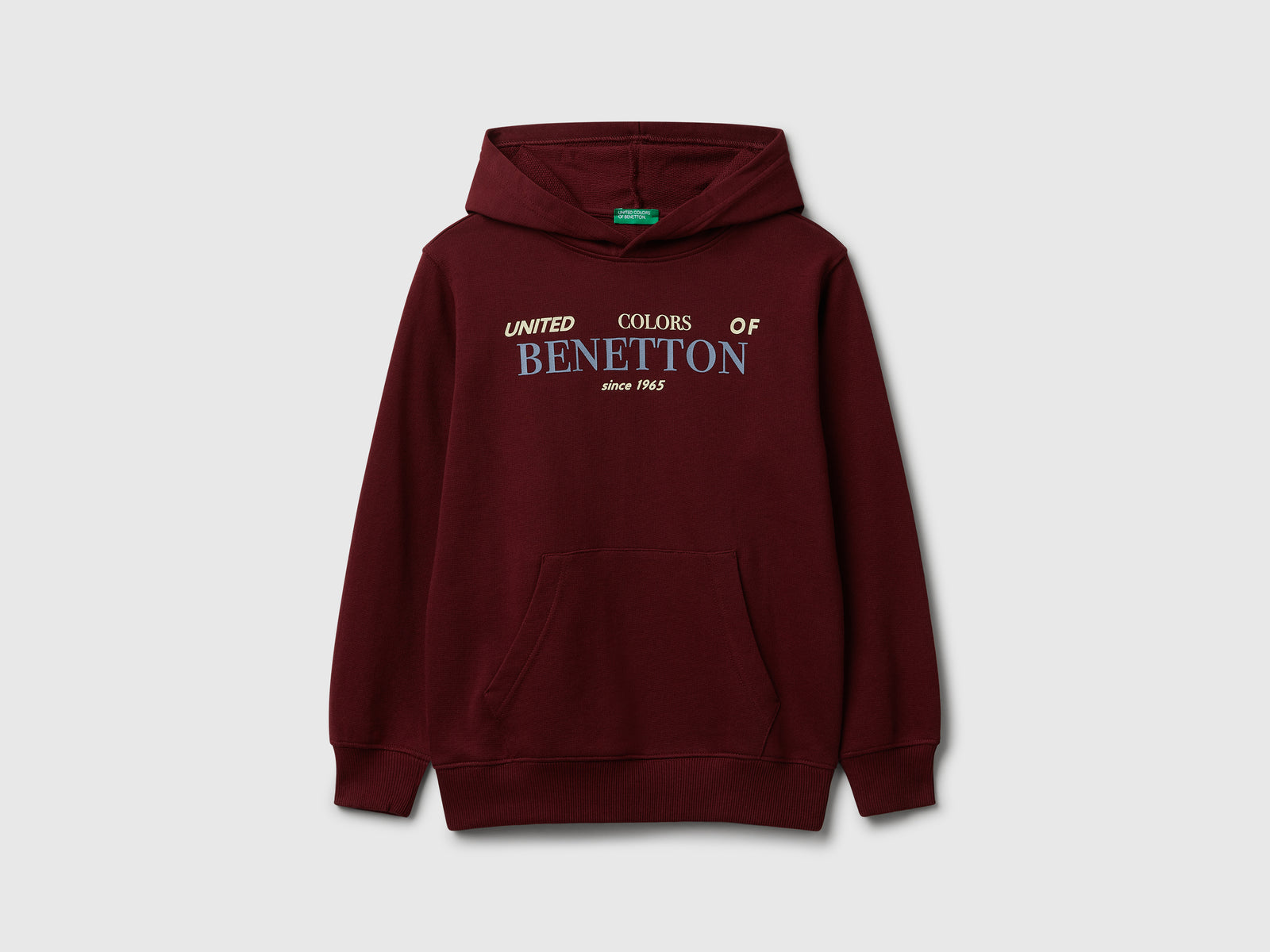 Felpa con cappuccio in cotone da bambino bordeaux | Benetton Outlet