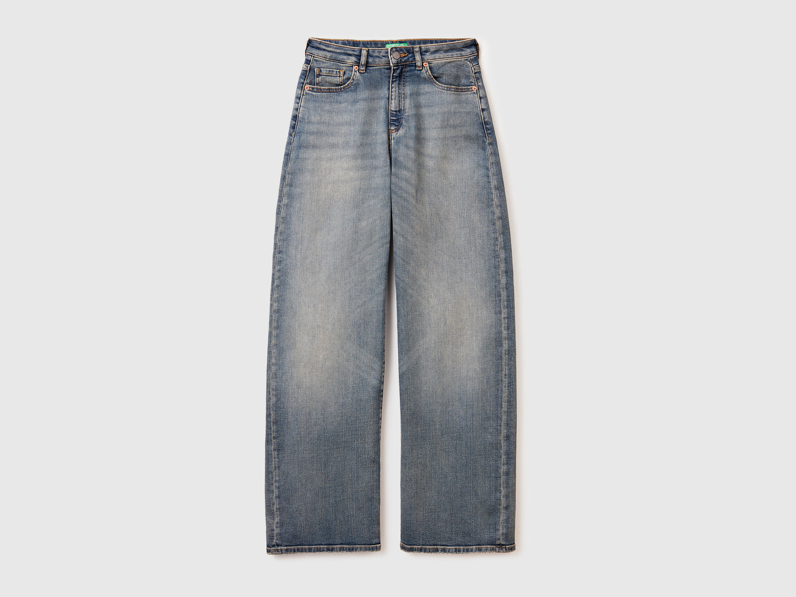 Jeans wide fit in cotone stretch da donna azzurro | Benetton Outlet