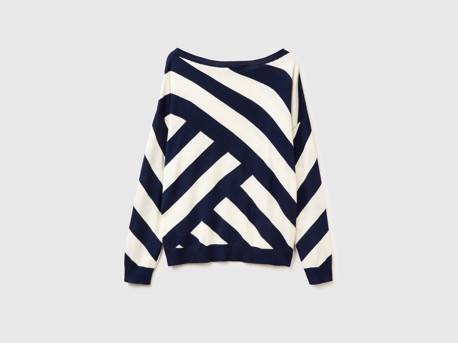 Maglia a righe regimental da donna blu scuro 2 | Benetton Outlet