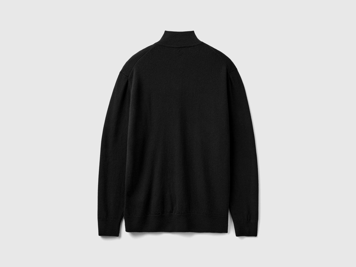 Maglia zippata in 100% lana Merino