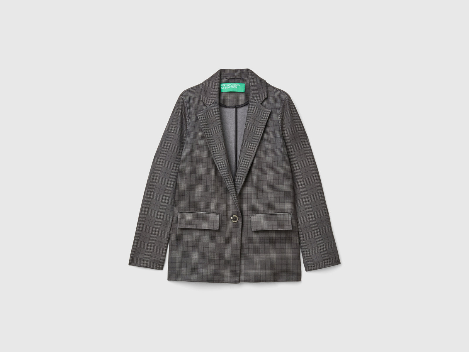 Blazer sin forro príncipe de Gales da donna grigio scuro | Benetton Outlet