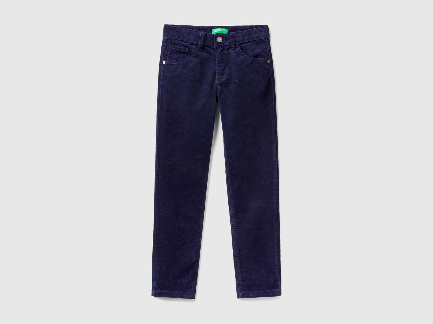 Pantaloni slim fit in velluto stretch da bambino blu scuro | Benetton Outlet