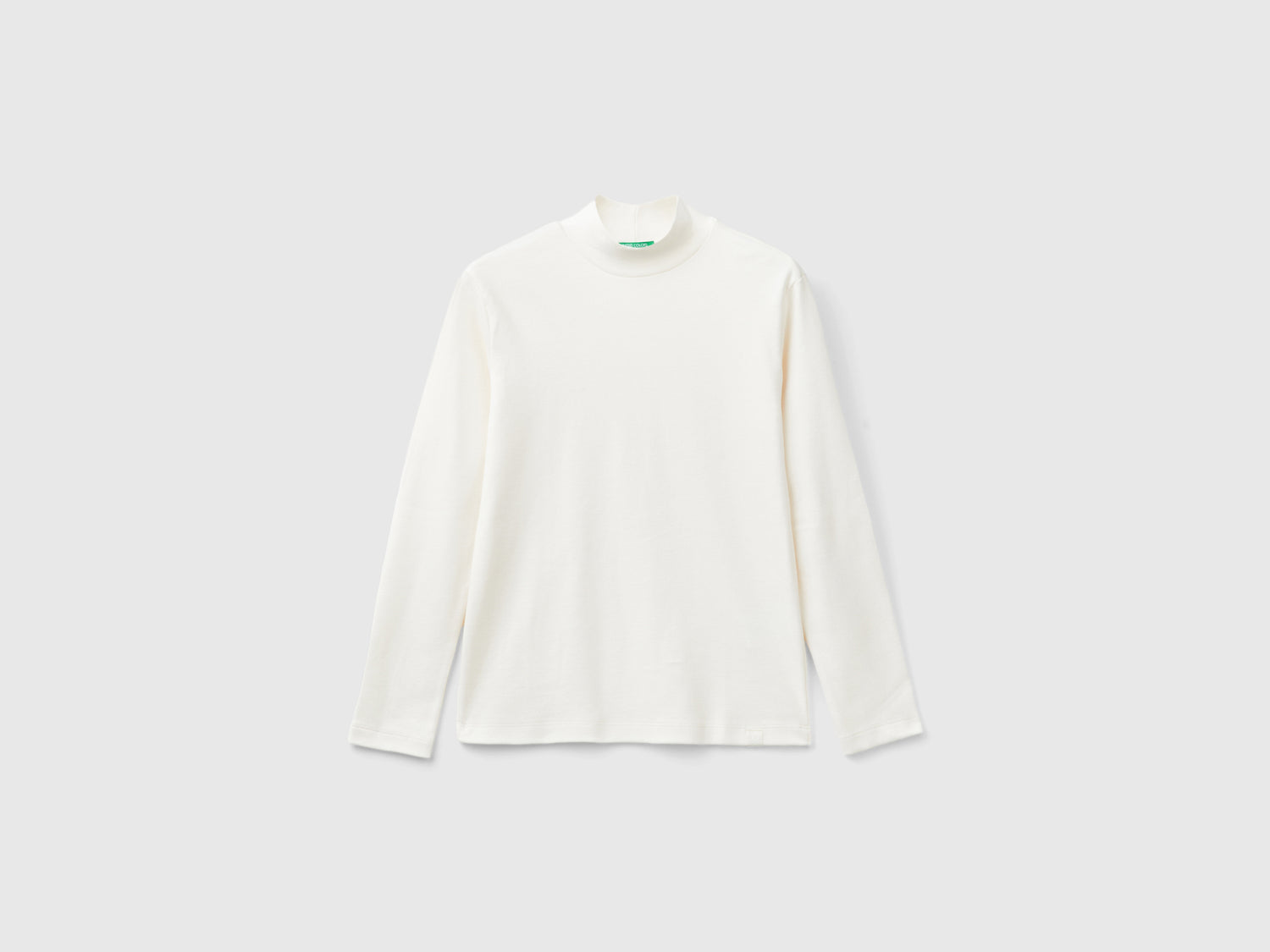 T-shirt lupetto a costine da bambino bianco panna | Benetton Outlet
