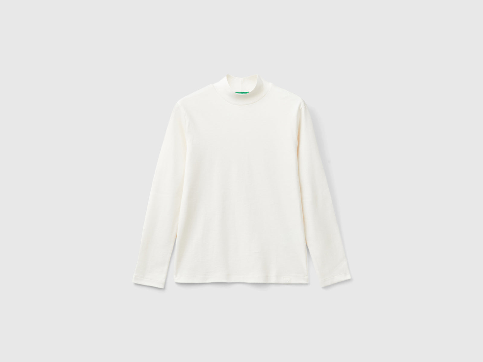 T-shirt lupetto a costine da bambino bianco panna | Benetton Outlet