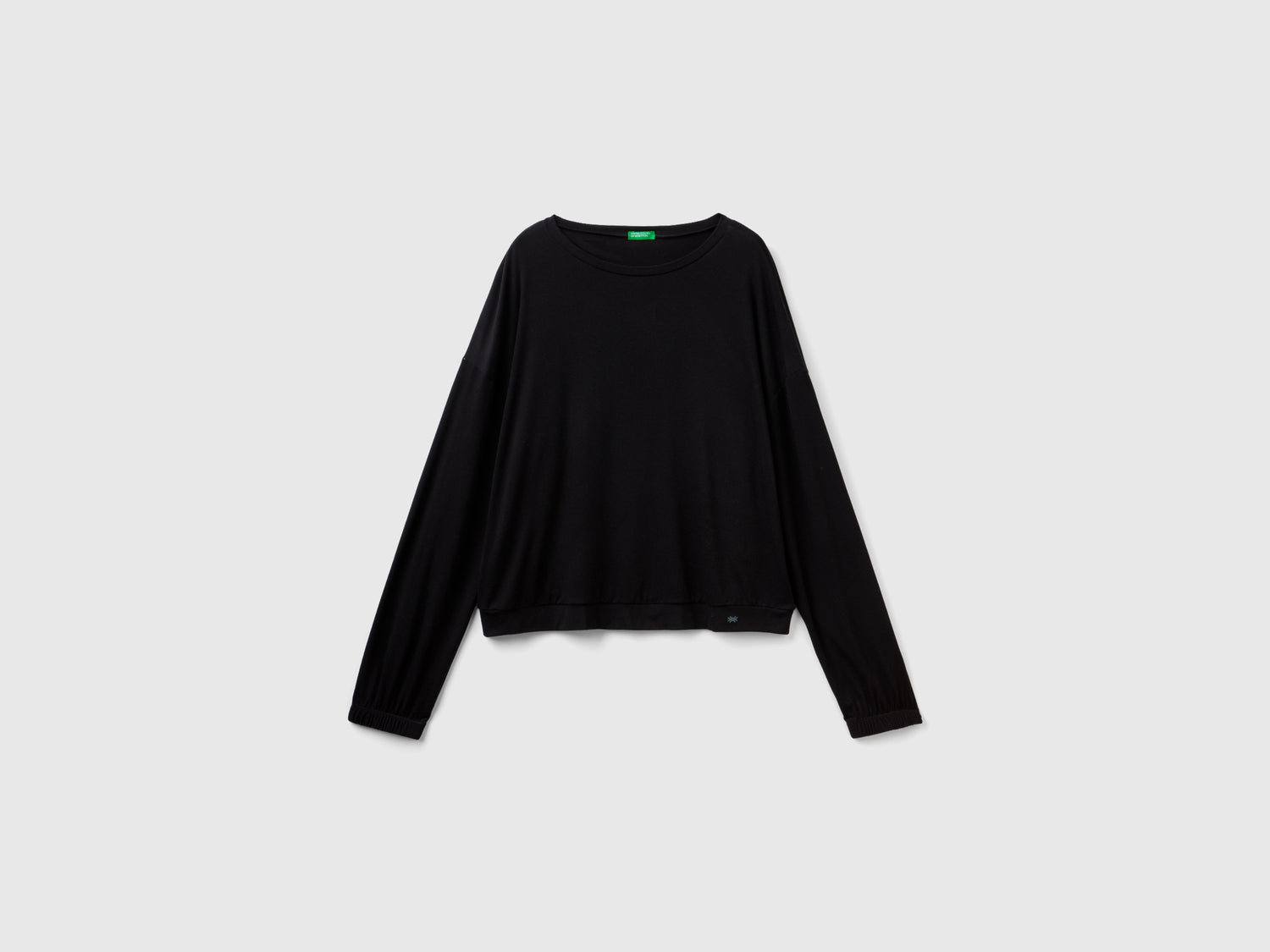 T-shirt in misto viscosa stretch da donna nero | Benetton Outlet