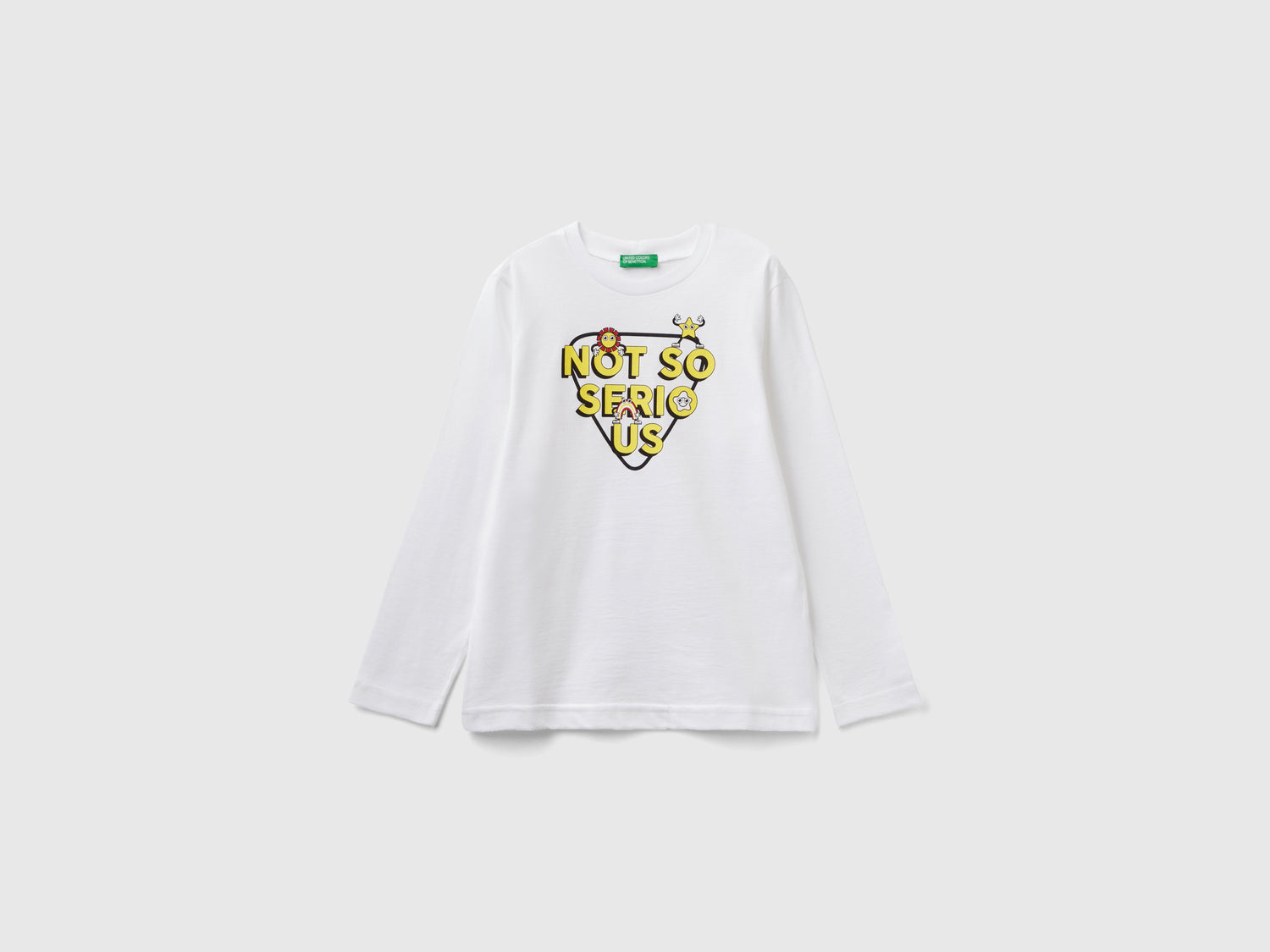 T-shirt manica lunga in cotone bio da bambino bianco | Benetton Outlet