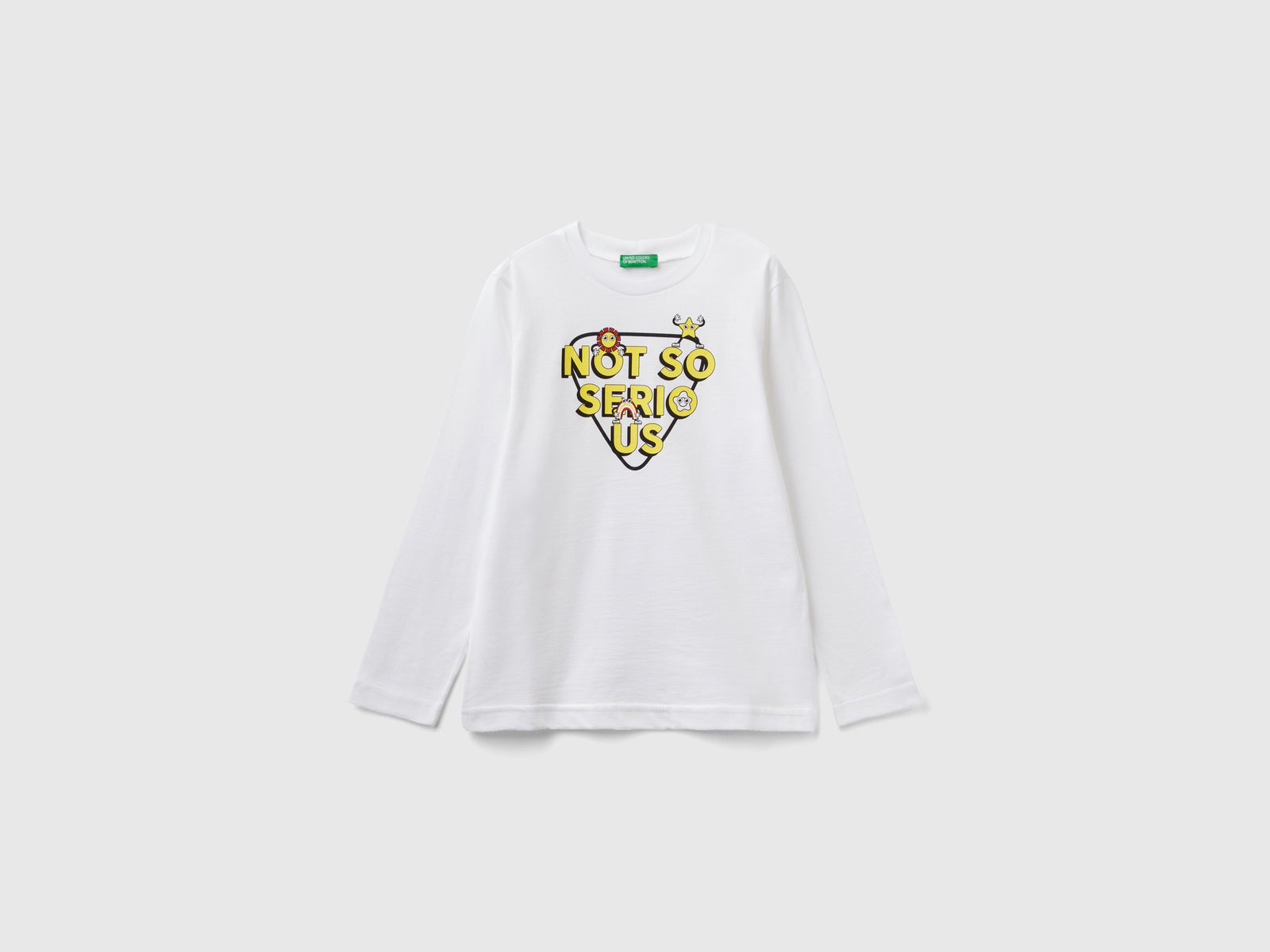 T-shirt manica lunga in cotone bio da bambino bianco | Benetton Outlet
