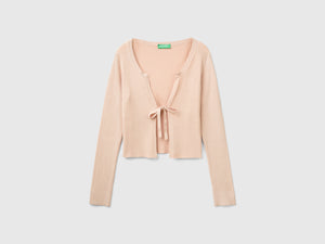 Cardigan cropped con laccetti