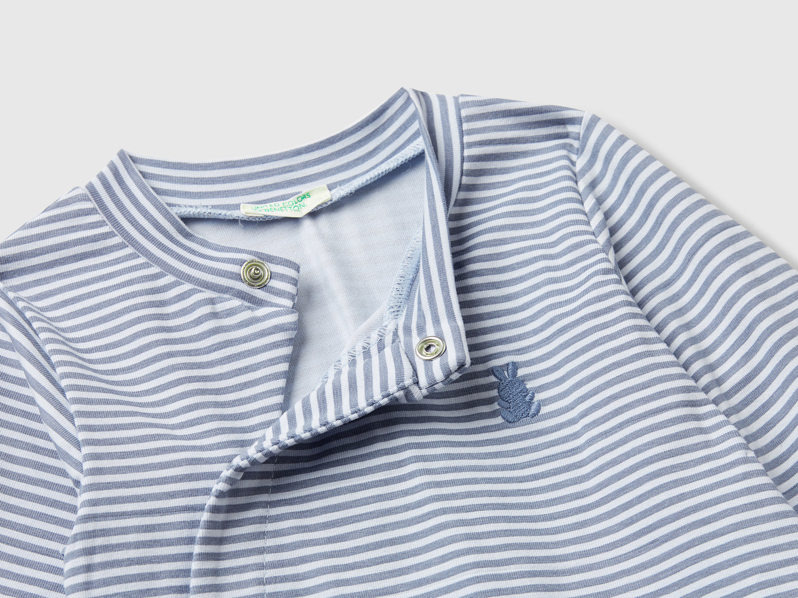 Tuta a righe da neonato azzurro 3 | Benetton Outlet