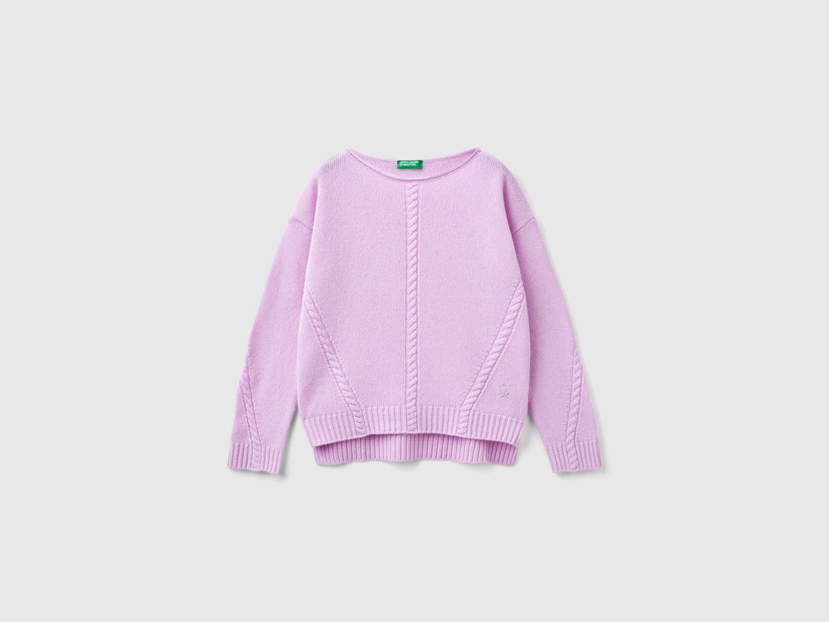 Maglia con trecce in misto lana