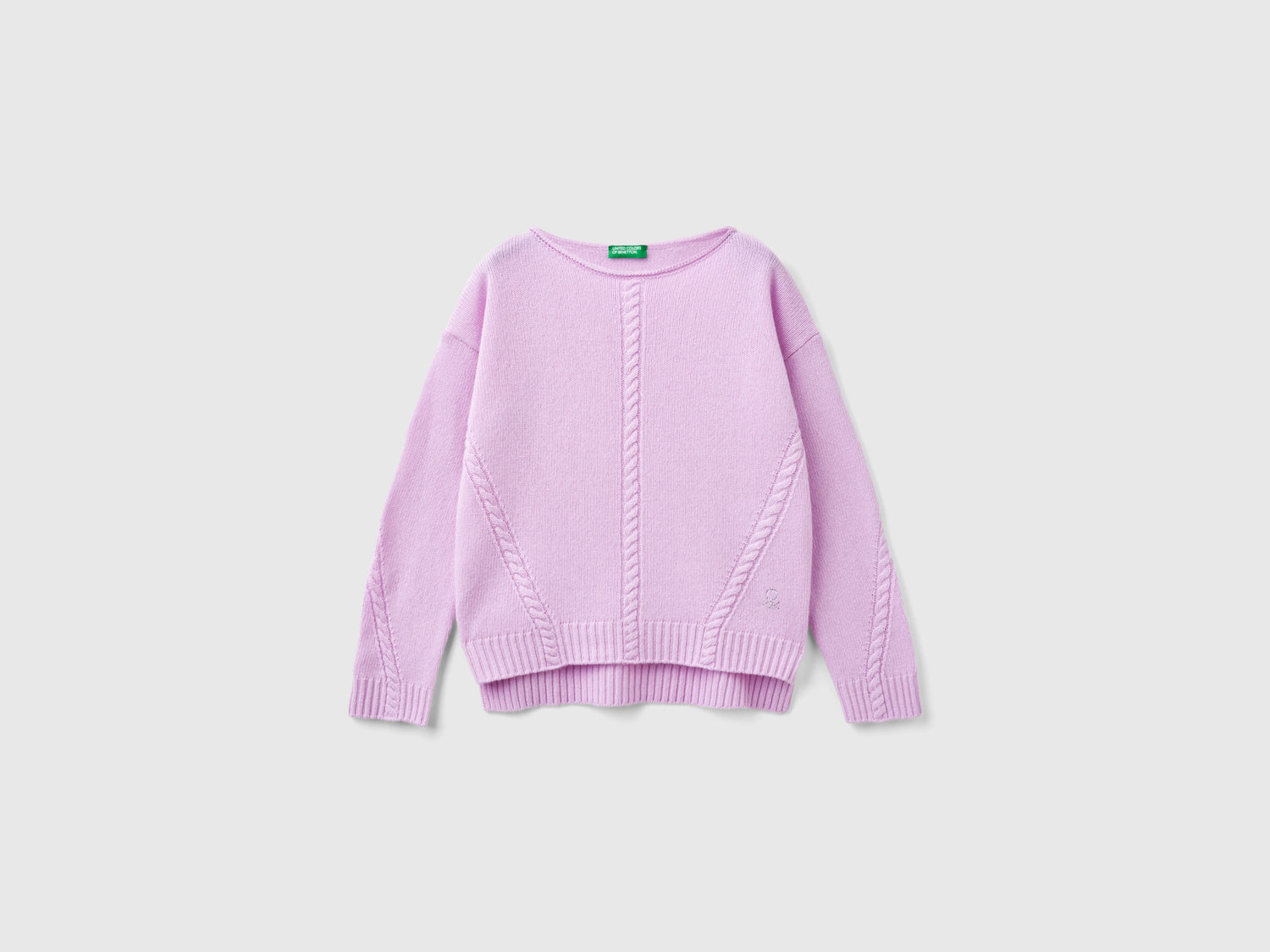 Maglia con trecce in misto lana da bambina lilla | Benetton Outlet