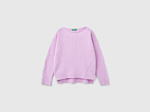 Maglia con trecce in misto lana